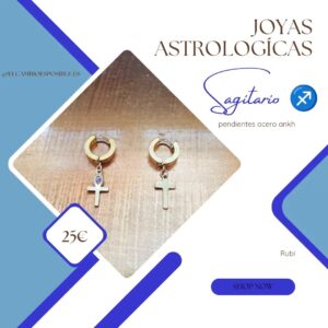 pendientes ankh y cruz acero dorado sol en sagitario 2023